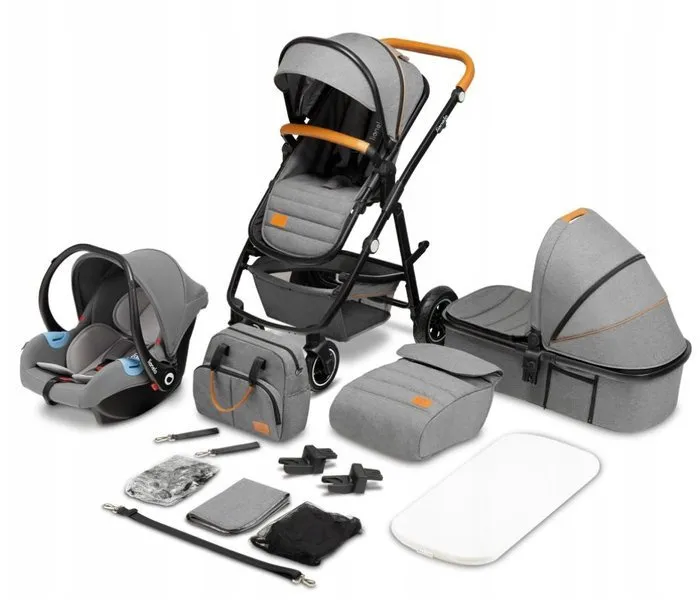 Lionelo Amber 3 in 1 Grey Stone - multifunktionaler Kinderwagen 3 in 1