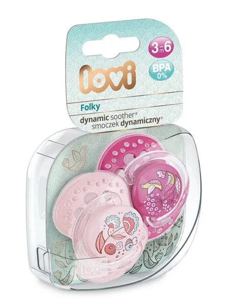 Lovi Dynamic Silikon Schnuller 3-6m 2St. 22/842 Folky Girl