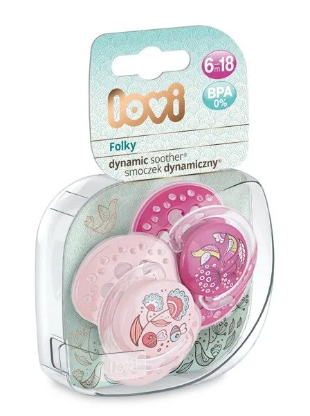 Lovi Dynamic Silikon Schnuller 6-18m 2Stk. 22/843 Folky Girl