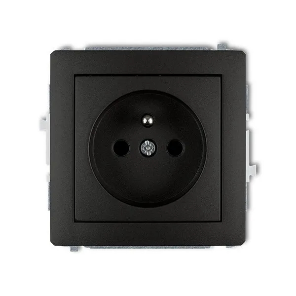 Mechanizm gniazda pojedynczego z uziemieniem 2P+Z czarny mat Karlik Deco 12DGP-1z