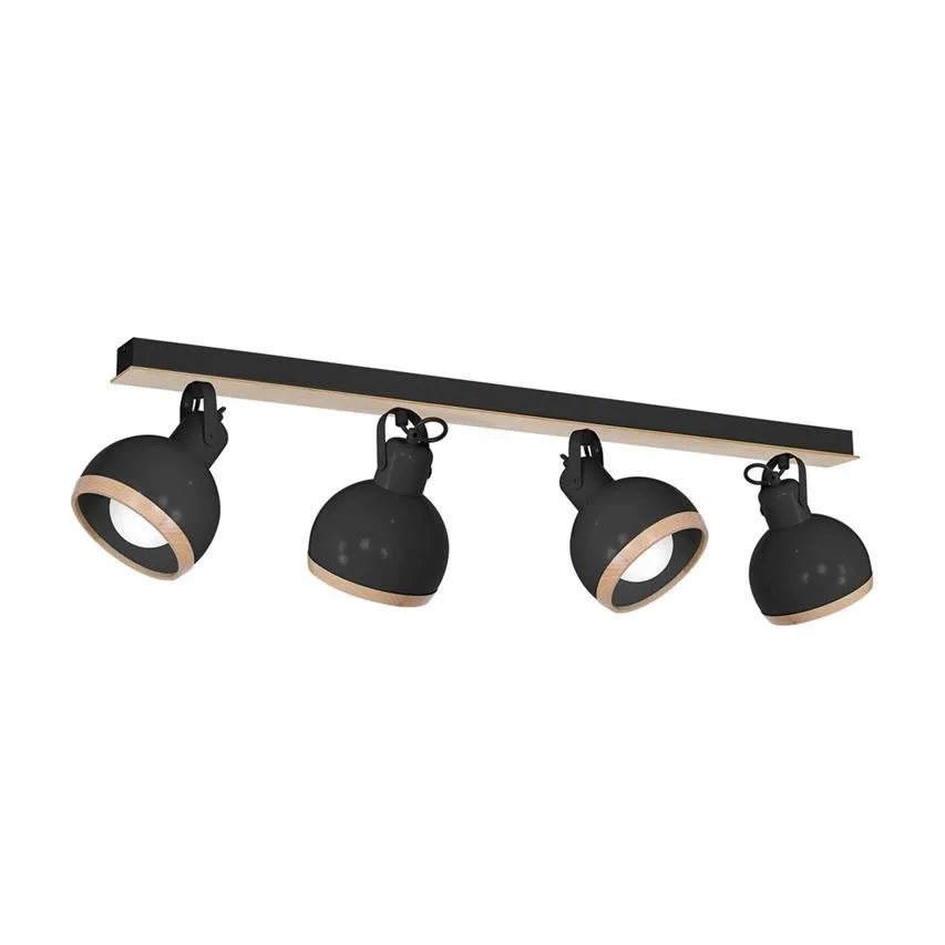 OVAL BLACK schwarz 4x E27 60W IP20 Deckenleuchte Milagro