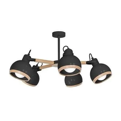 OVAL Deckenleuchte schwarz 5x E27 40W IP20 Milagro