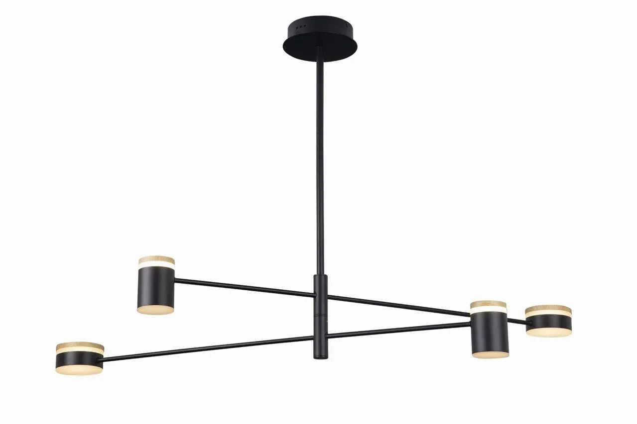 PUMA LED-Pendelleuchte 4x7W 3000K 1680lm schwarz gold Maxlight P0406