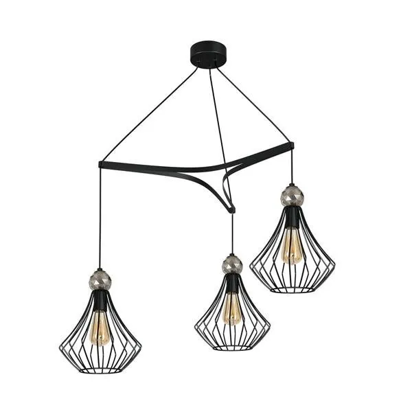 Pendelleuchte Deckenleuchte Hängeleuchte Industrial Schwarz 3xE27 Milagro JEWEL BLACK MLP4212