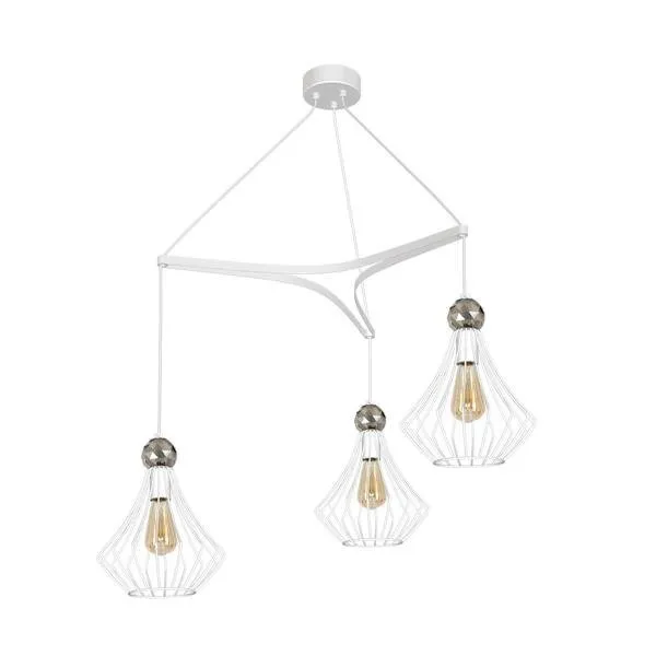 Pendelleuchte Deckenleuchte Hängeleuchte Industrial Weiß 3xE27 Milagro JEWEL WHITE MLP4203