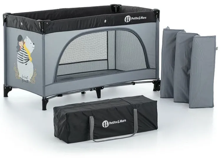 Petite&Mars Nyja Reisebett mit Tragetasche Gelb Schal Bär