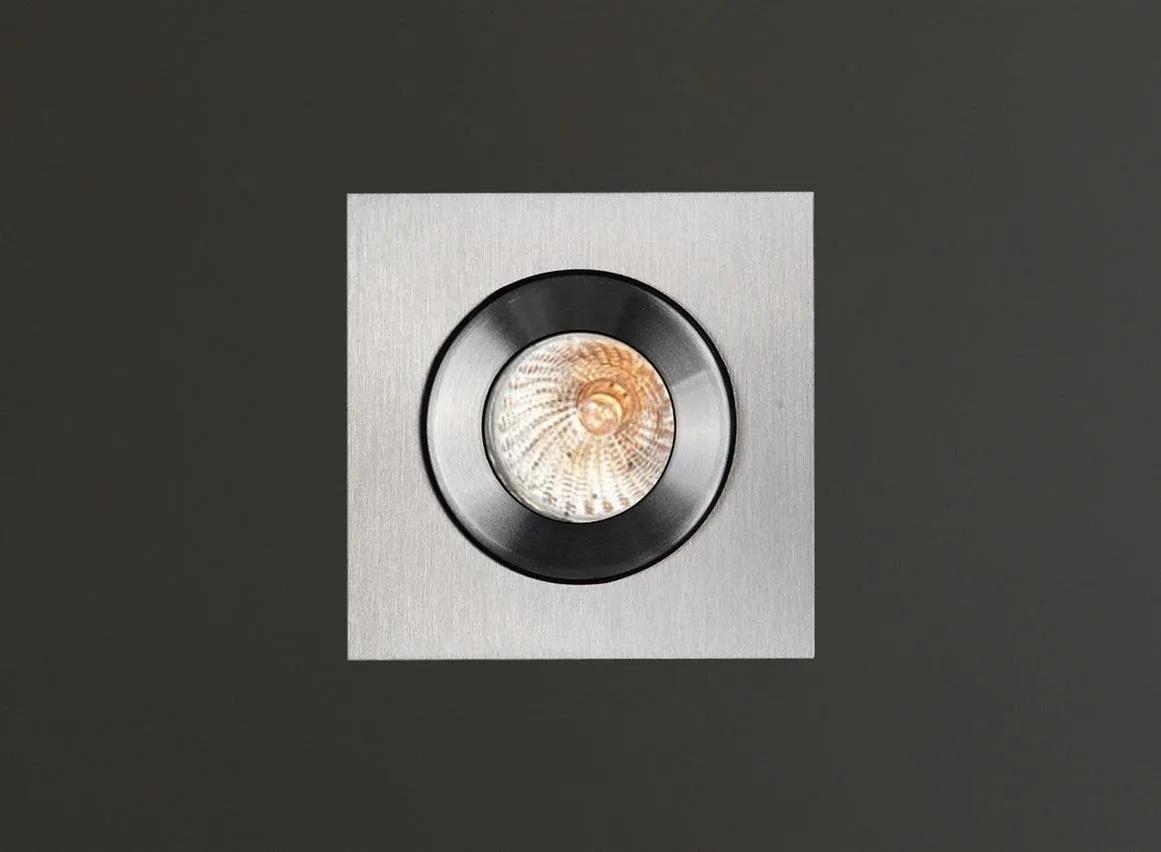 Quadratische Halogen-Einbauleuchte Dusche gebürstetes Aluminium IP44 H0004 Maxlight