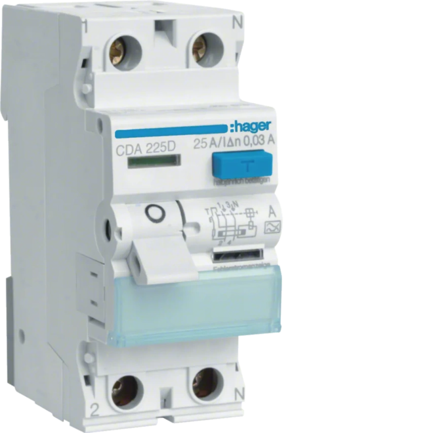 RCCB FI-Schalter 2P 6kA 25A 30mA Typ A CDA225D Hager