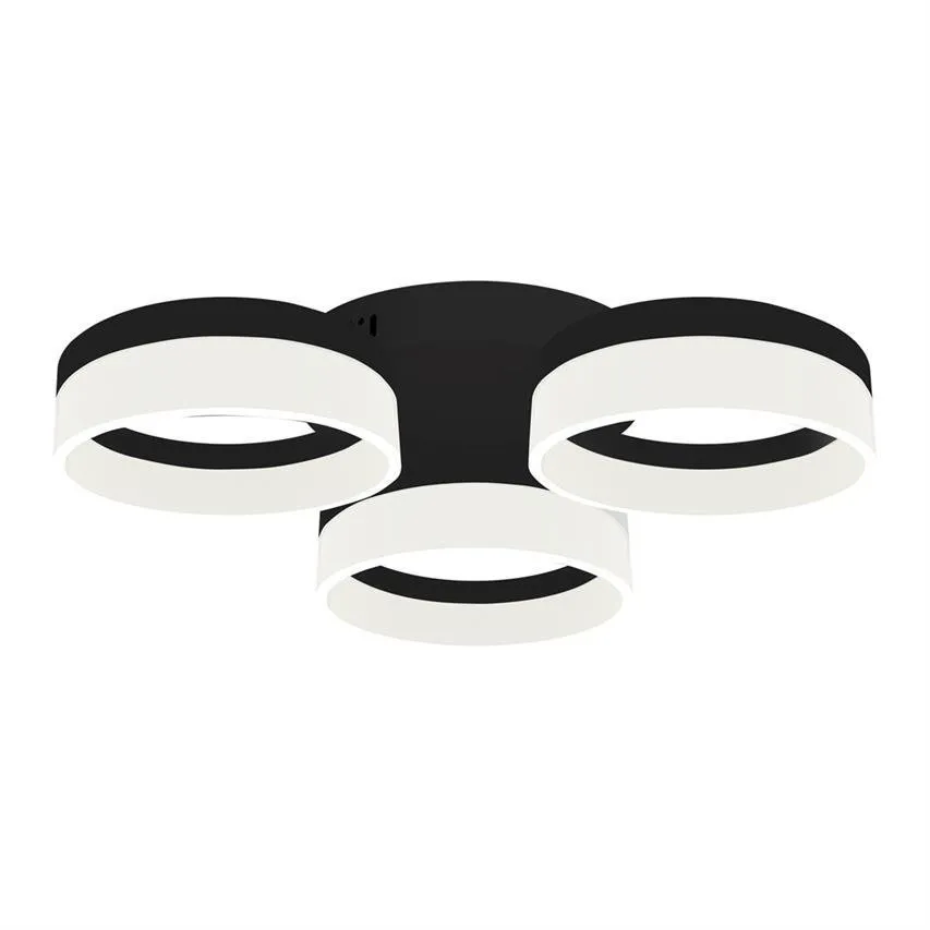 RING BLACK schwarz LED Deckenleuchte 3x 36W IP20 Milagro