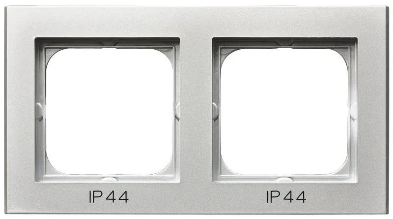 Rahmen 2-fach für Steckdose IP-44 Silber matt Ospel Sonata RH-2R/38