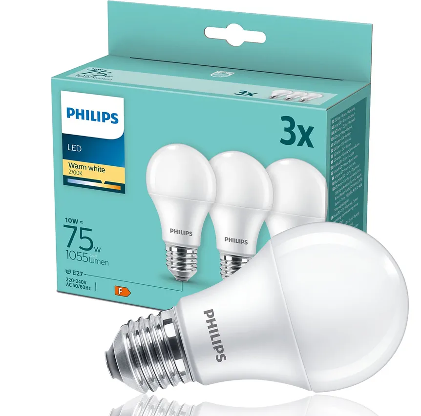 Set mit 3x E27 LED-Lampen 10W (75W) warmweiß 2700K 1055lm 105lm/W