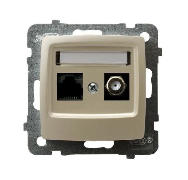 Steckdose Computer-Antenne ecru perlmuttfarben Ospel Karo GPKA-S/K/m/42