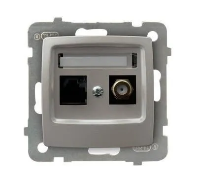 Steckdose Computer-Antenne silbern perlmuttfarben Ospel Karo GPKA-S/K/m/43