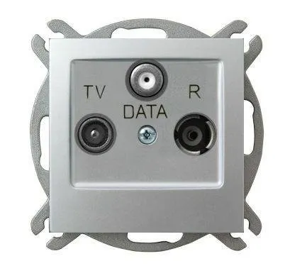 Steckdose RTV-DATA Silber Ospel Impression GPA-YD/m/18
