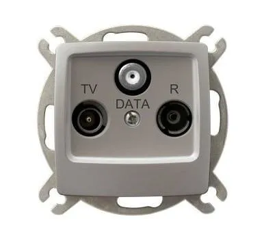 Steckdose RTV-DATA silbern perlmuttfarben Ospel Karo GPA-SD/m/43