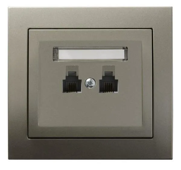 Steckdose telefonisch, doppelte, unabhängige Satin light Ospel Kier GPT-2WN/45