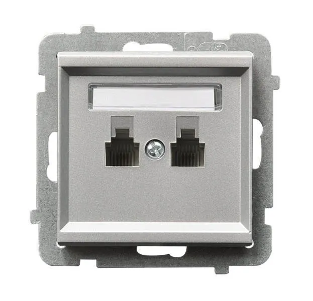 Steckdose telefonisch, doppelte, unabhängige Silber matt Ospel Sonata GPT-2RN/m/38