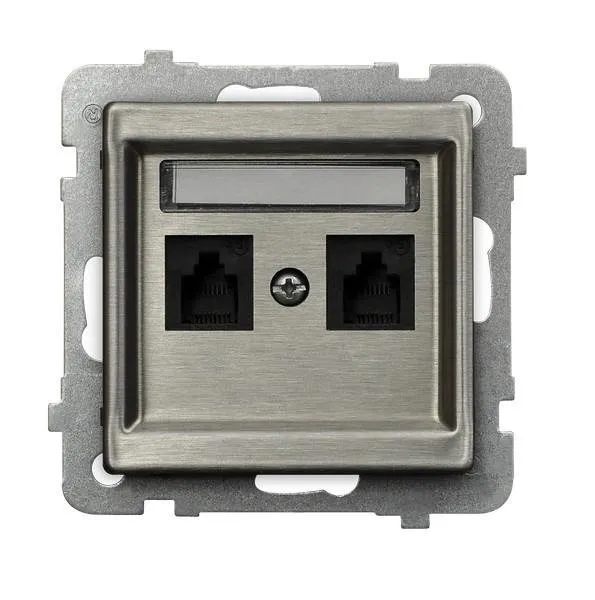 Steckdose telefonisch, doppelte, unabhängige Stahl inox Ospel Sonata Stahl Inox GPT-2RMN/m/37