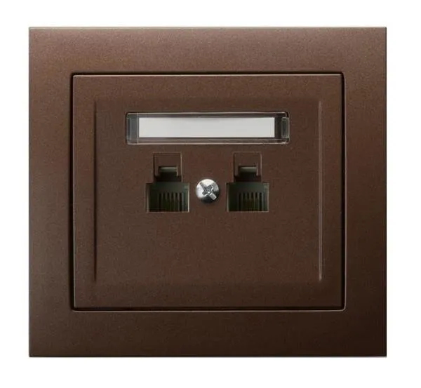 Steckdose telefonisch, doppelte, unabhängige braun metallic Ospel Kier GPT-2WN/52