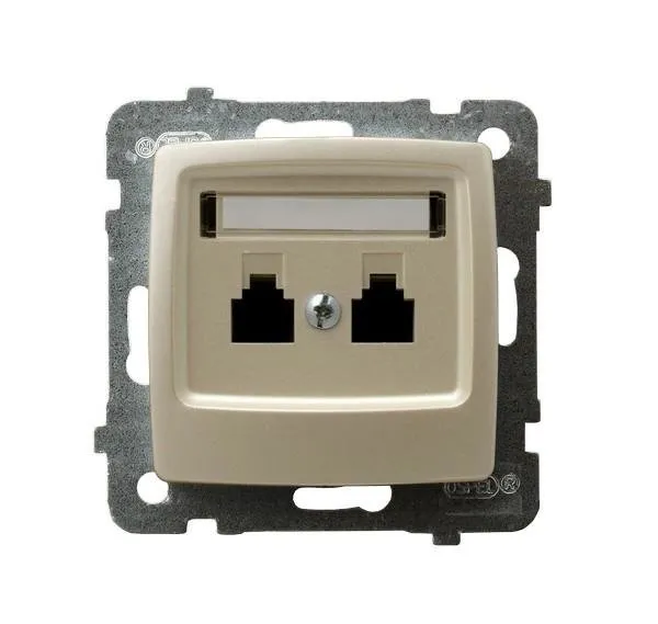 Steckdose telefonisch, doppelte, unabhängige ecru perlmuttfarben Ospel Karo GPT-2SN/m/42