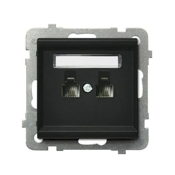 Steckdose telefonisch, doppelte, unabhängige schwarz metallic Ospel Sonata GPT-2RN/m/33