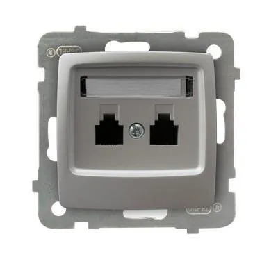 Steckdose telefonisch, doppelte, unabhängige silbern perlmuttfarben Ospel Karo GPT-2SN/m/43