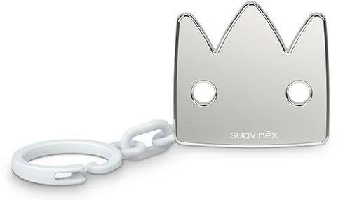 Suavinex Schnuller Clip glänzend, graue Krone