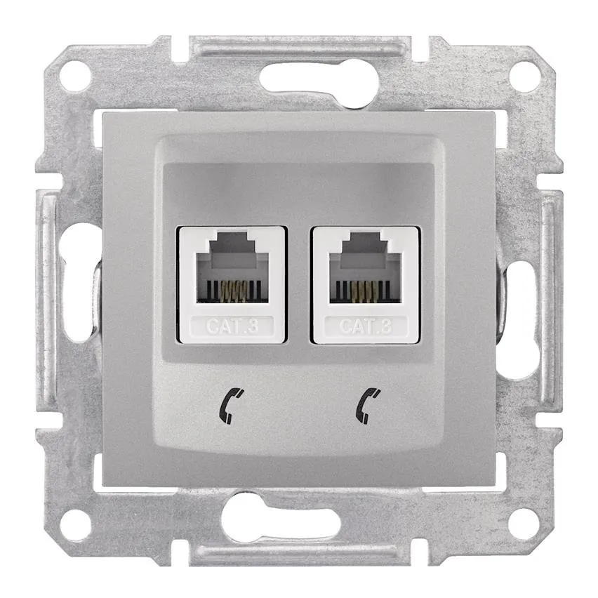 Telefondose 2-fach Aluminium Sedna Schneider SDN4201160/SCH