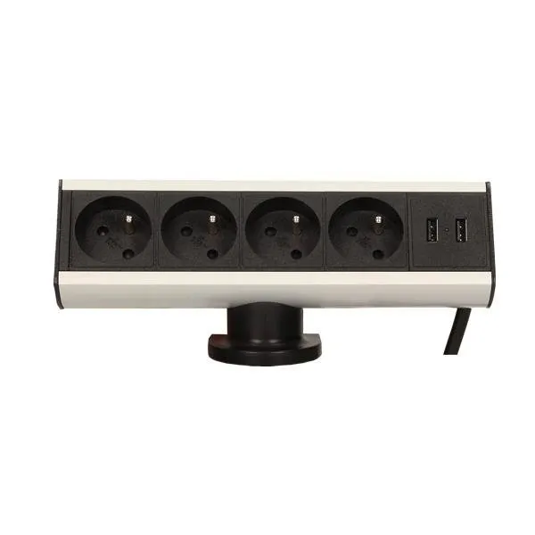 Tischsteckdose mit Halterung 4x2P+Z, USB-Ladegerät und Kabel 1,8m OR-AE-13103 Orno