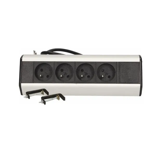 Tischsteckdose mit Montagebügeln 4x2P+Z und Kabel 1,8m Orno