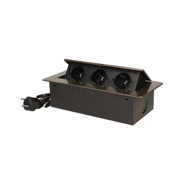 Unterputz-Steckdose mit flachem Fräsrand und 1,5 m Kabel, 3x2P+Z, graphit, OR-AE-1337/GR, Orno