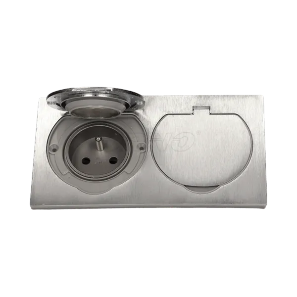 Unterputz-Unterputz-Steckdose, doppelt 2x2P+Z, IP55, Edelstahl, OR-AE-1398, Orno