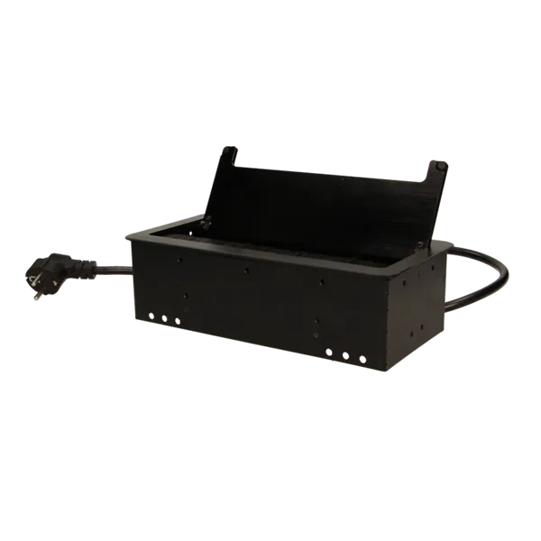 Unterputzdose mit Staubpinsel und 1,5 m Kabel, 2x2P+Z, 2xUSB, 2xNET, schwarz, OR-AE-13125/B, Orno