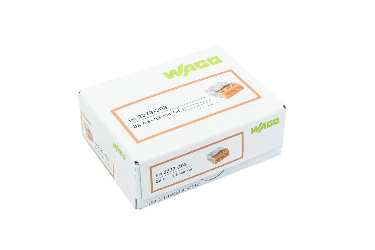 Wago Kompakt-Schnellkupplung 3x0,5-2,5 mm2 transparent 2273-203 Packung mit 100 Stück