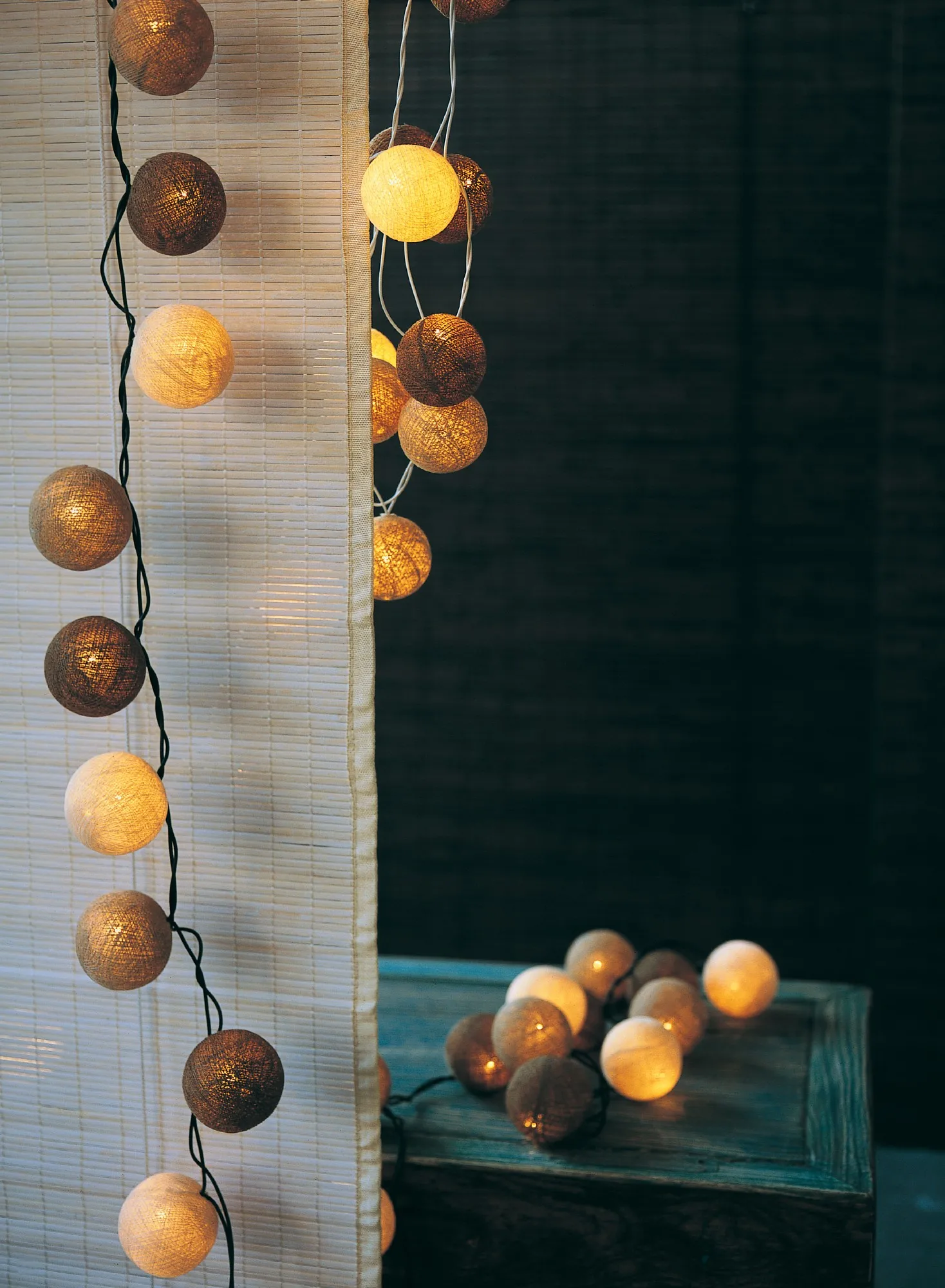 Lichterkette 20er Ping Pong, LED, braun-beige, 320 cm