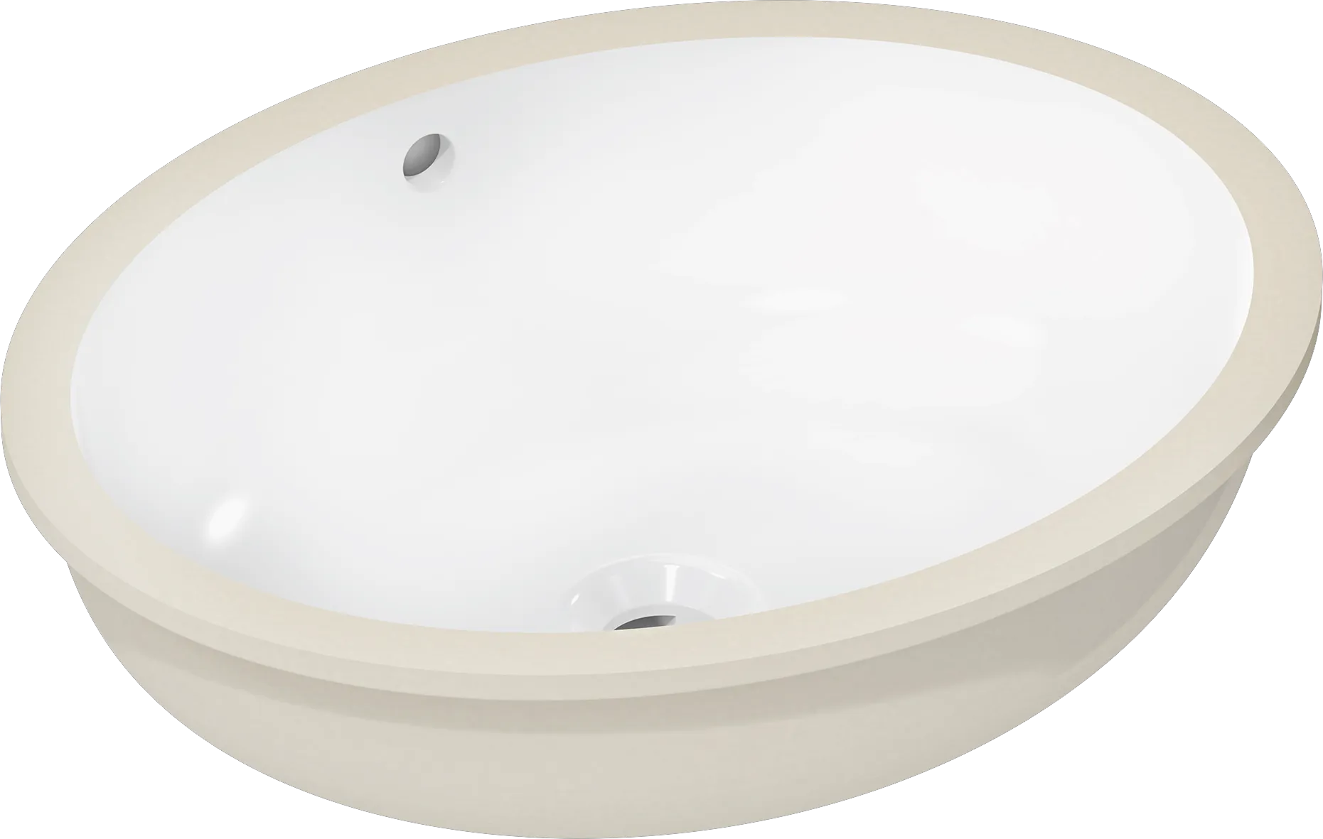 Xuniva D Unterbauwaschtisch 450/350 ohne Hahnloch mit Überlauf Weiß