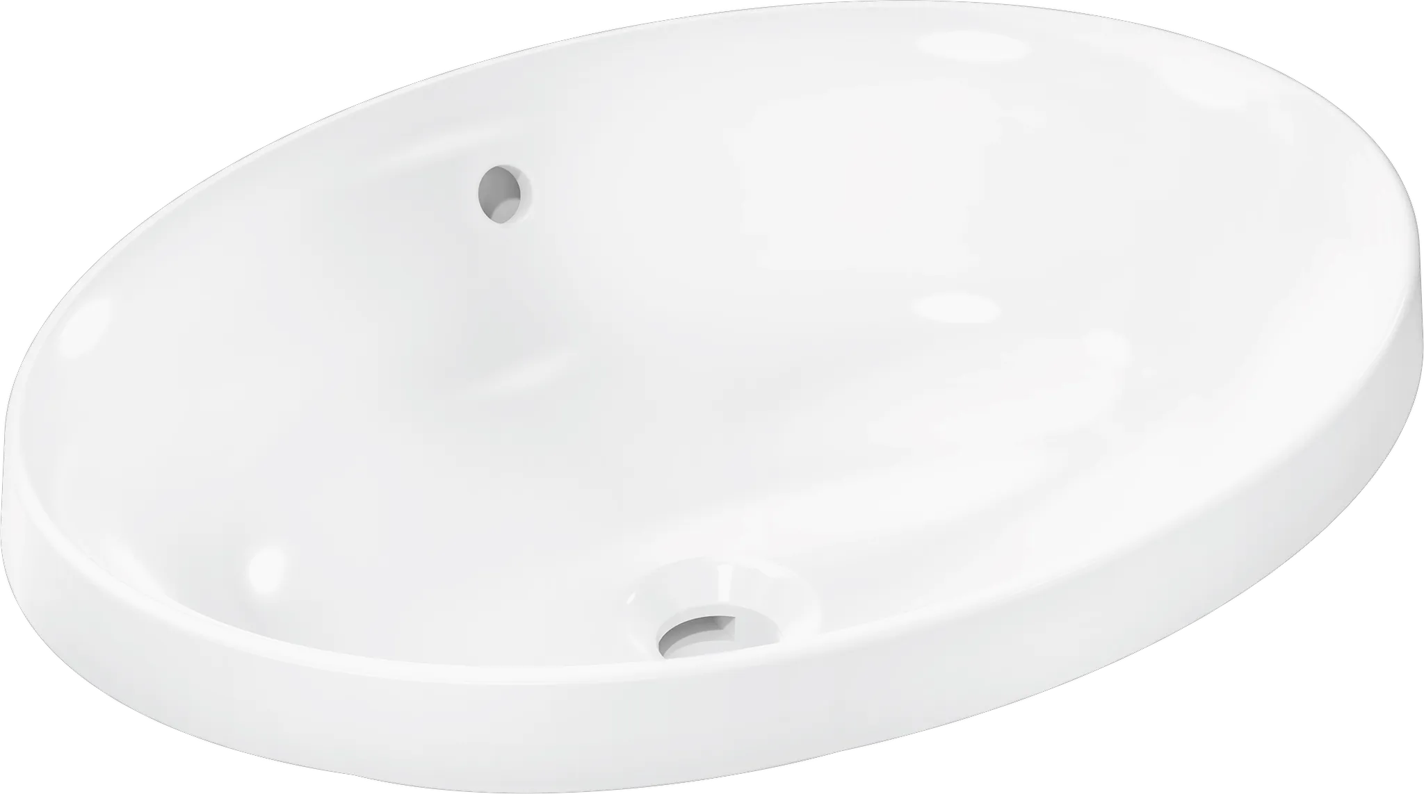 Xuniva D Einbauwaschtisch 550/400 ohne Hahnloch mit Überlauf Weiß