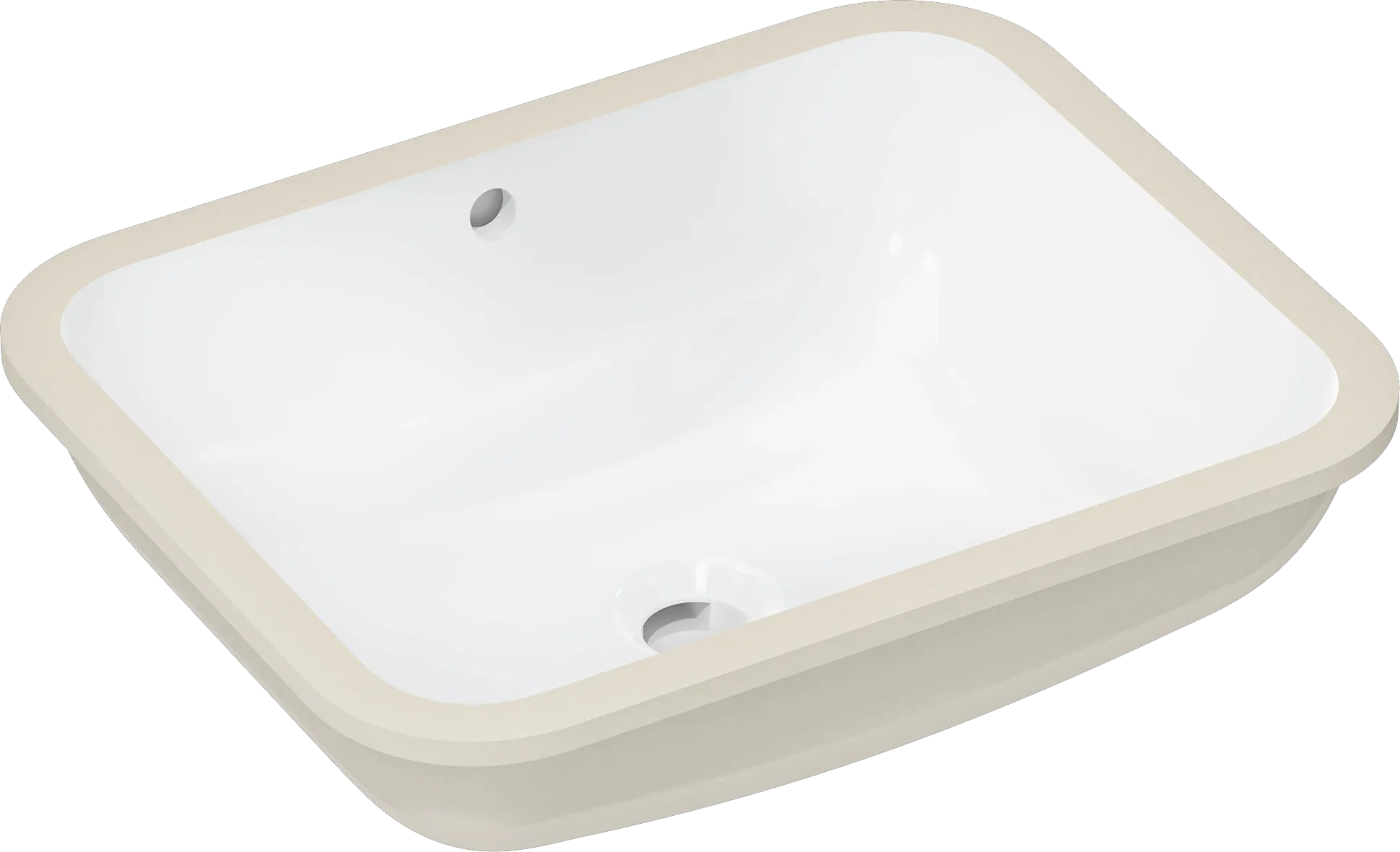 Xuniva Q Unterbauwaschtisch 450/350 ohne Hahnloch mit Überlauf Weiß