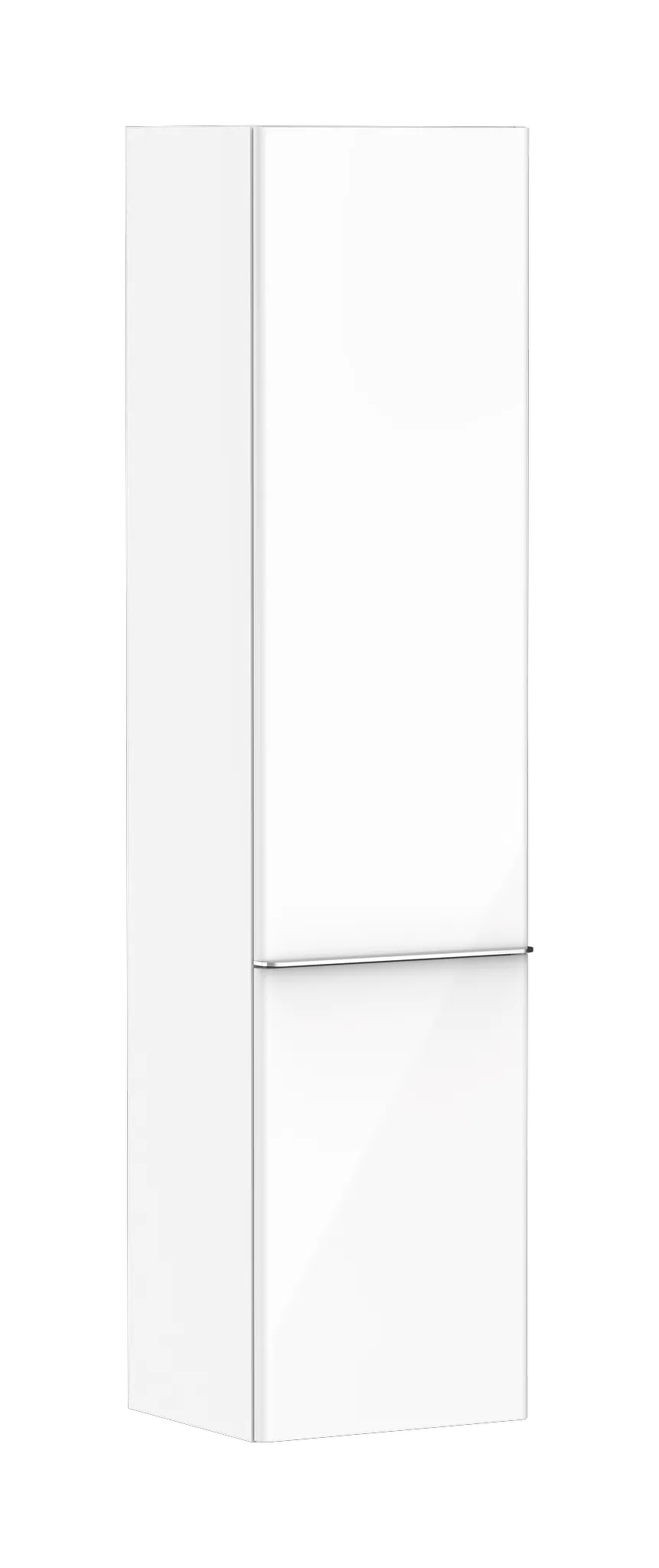 Xelu Q Hochschrank Weiß Hochglanz 400/350, Türanschlag links Chrom