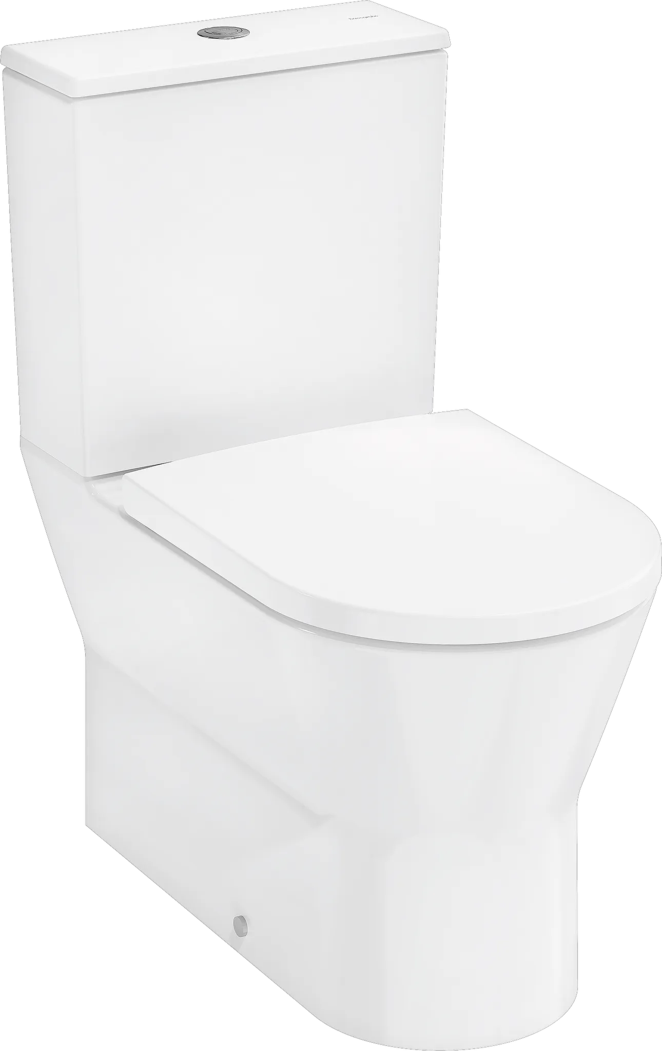 EluPura Original S Stand WC Set 640 mit horizontalem Abgang AquaChannel Flush mit aufgesetzten Spülkasten und WC-Sitz Weiß