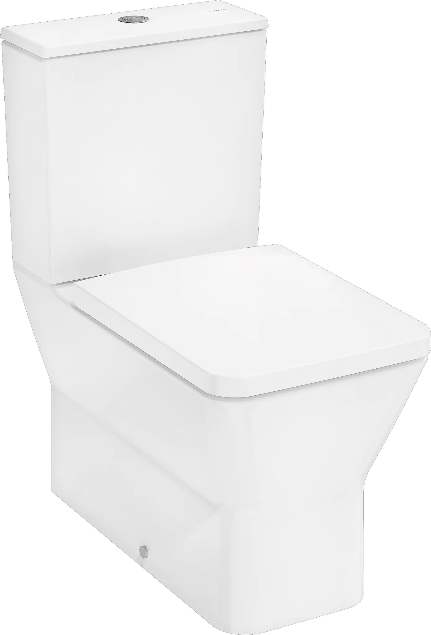 EluPura Original Q Stand WC Set 640 mit horizontalem Abgang AquaChannel Flush mit aufgesetztem Spülkasten und WC-Sitz Weiß