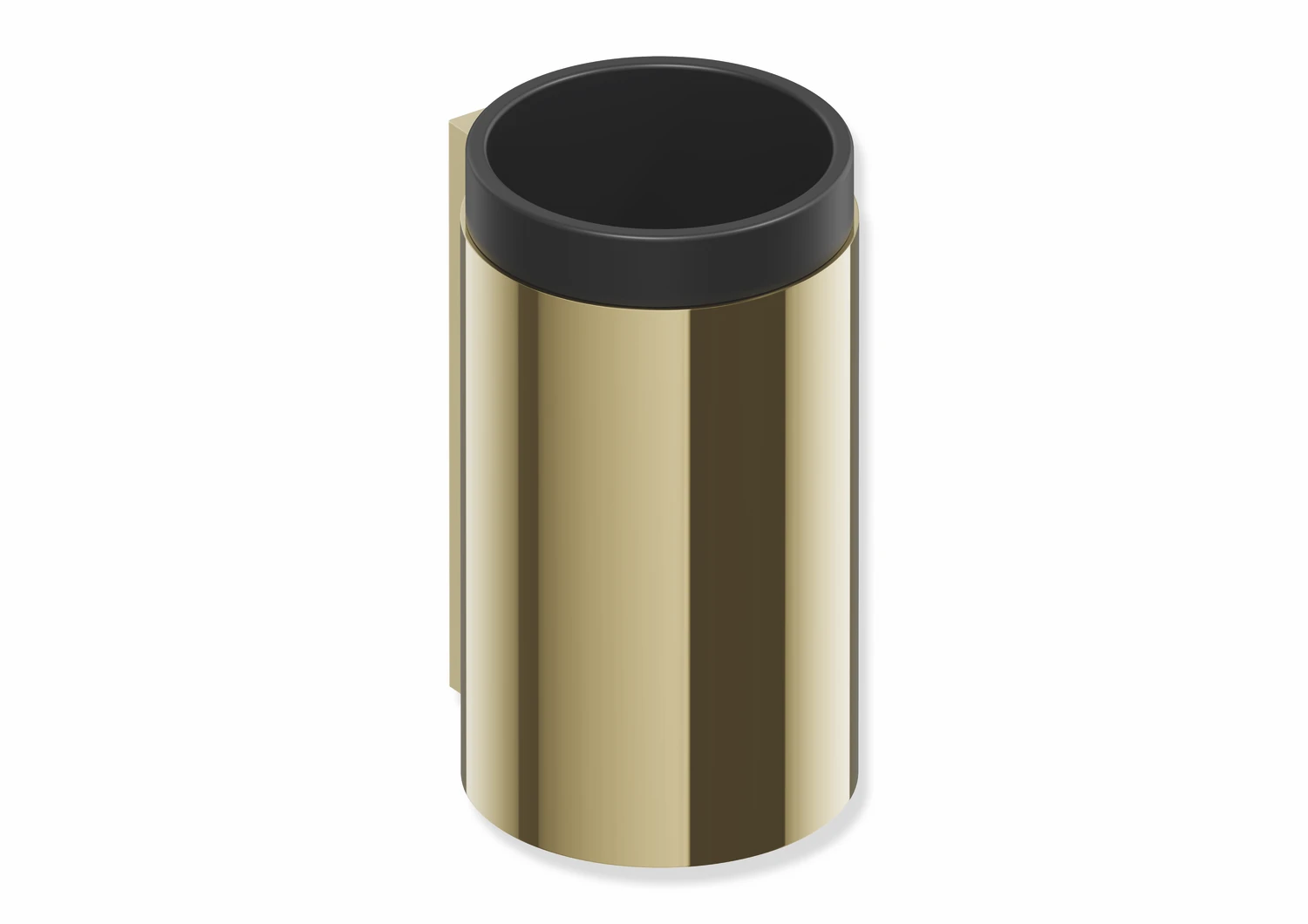 Becher mit Halter des Systems 162, Halter aus Edelstahl, PVD, Becher aus mattem Polyamid, schwarz, in Farbe CK (Messing glänzend)