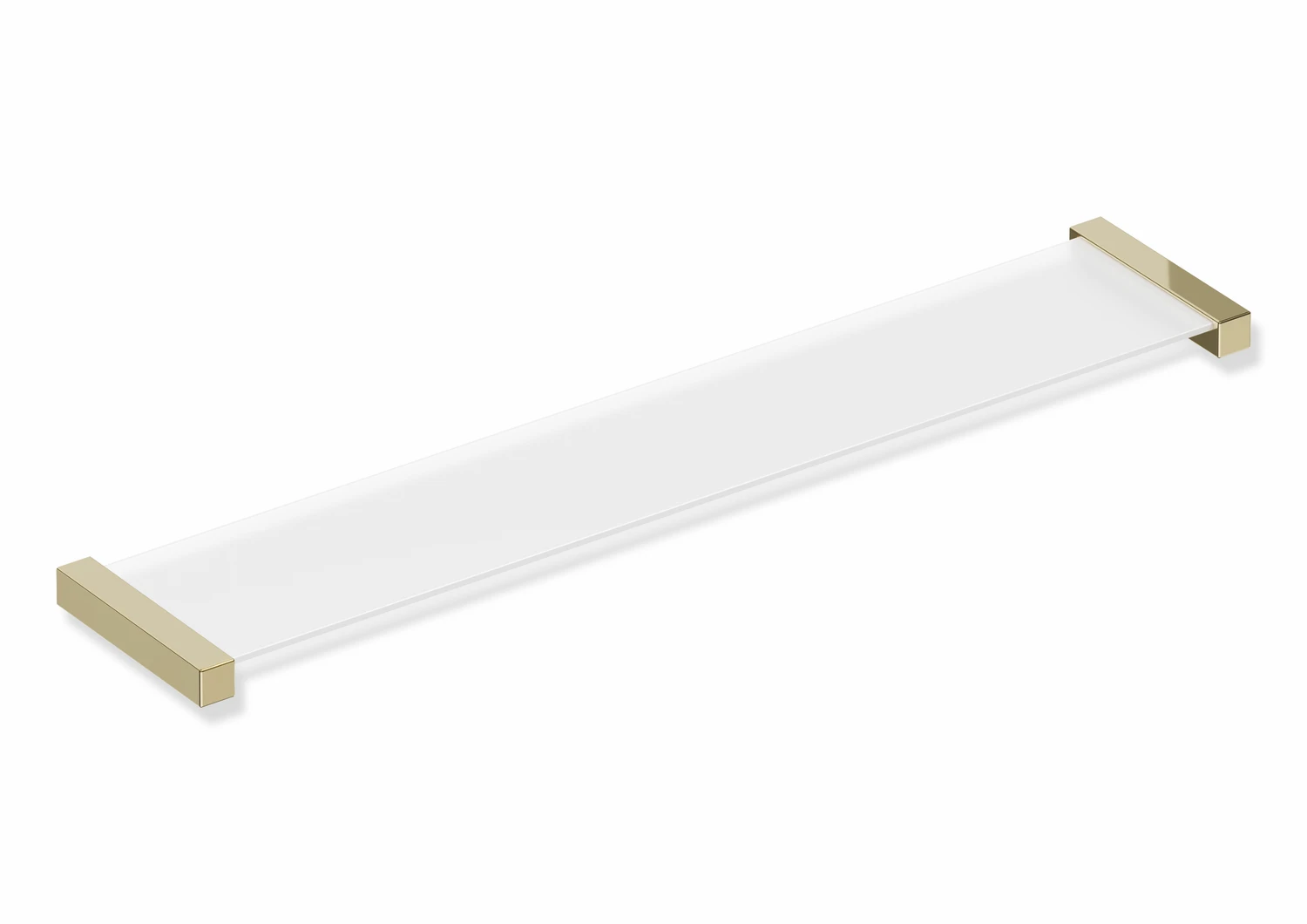 Ablage, Edelstahl, PVD, Ablagefläche aus ESG-Glas (4 mm), von der Unterseite satiniert, Breite 616 mm, Höhe 20 mm, Tiefe 122 mm, in Farbe CK (Messing glänzend)