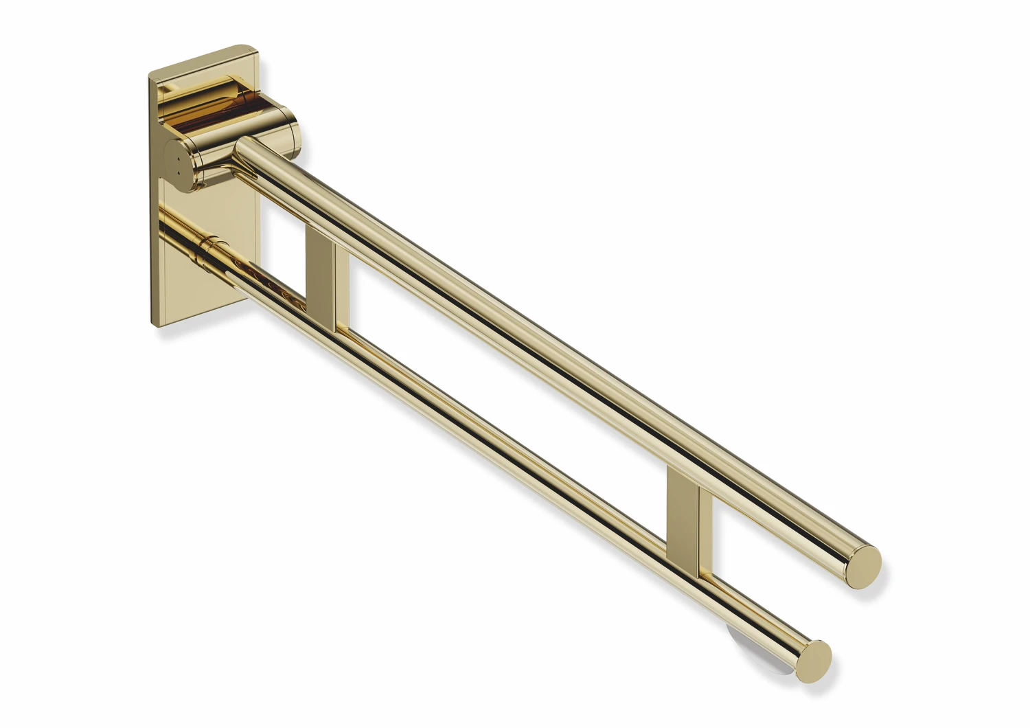 Stützklappgriff Duo, Design A des Systems 900, Edelstahl, PVD, Ausladung 850 mm, mit WC-Papierhalter, in Farbe CK (Messing glänzend)