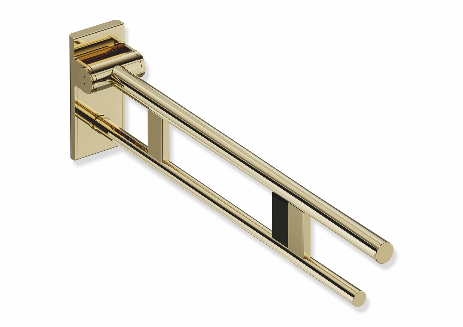 Stützklappgriff Duo, Design A des Systems 900, Edelstahl, PVD, Ausladung 750 mm, mit Funk-Spülauslösung, Ausführung rechts, in Farbe CK (Messing glänzend)