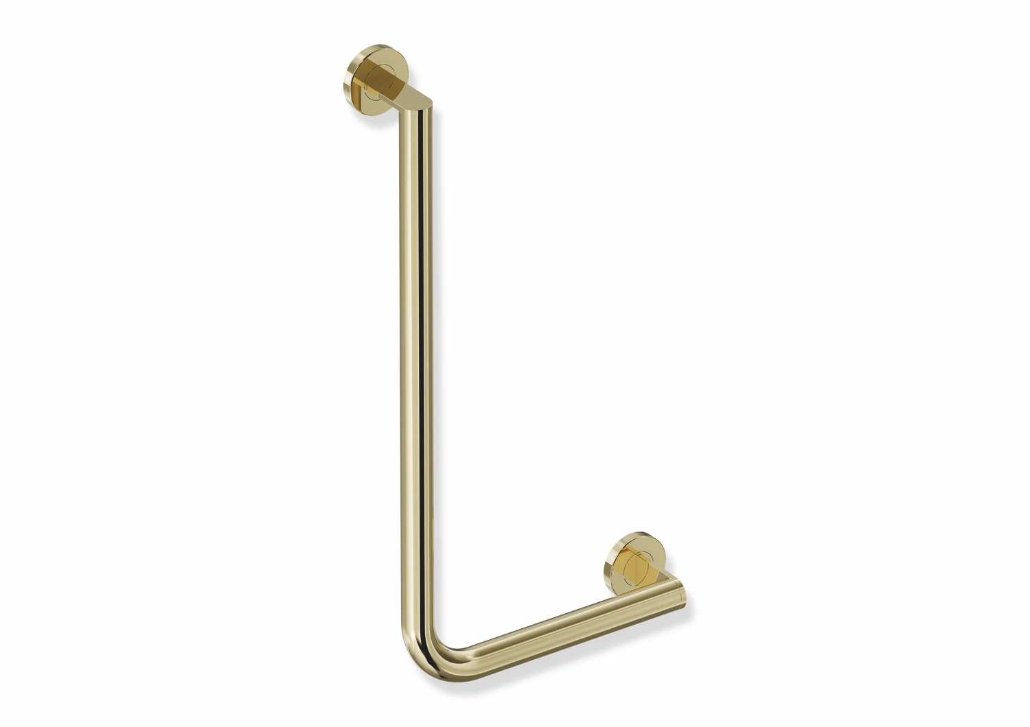 Winkelgriff des Systems 900, Edelstahl, PVD, waagerechte Länge 300 mm, senkrechte Länge 600 mm, D: 32 mm, Ausführung rechts, in Farbe CK (Messing glänzend)