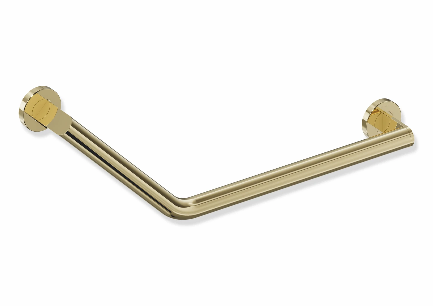 Winkelgriff des Systems 900, Edelstahl, PVD, Achsmaße 620 mm und 283 mm, Winkel 135°, D: 32 mm, Ausführung rechts, in Farbe CK (Messing glänzend)