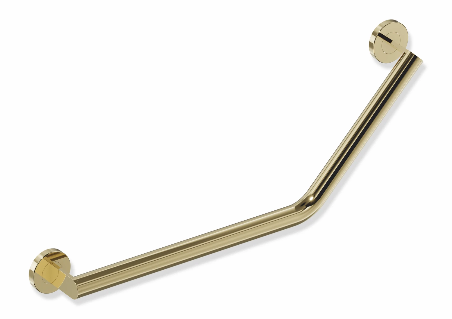 Winkelgriff des Systems 900, Edelstahl, PVD, Achsmaße 620 mm und 283 mm, Winkel 135°, D: 32 mm, Ausführung links, in Farbe CK (Messing glänzend)