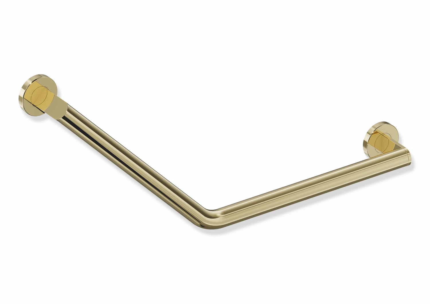 Winkelgriff, Edelstahl, PVD, Achsmaße 400 mm und 400 mm, Winkel 135°, Durchmesser 32 mm, in Farbe CK (Messing glänzend)