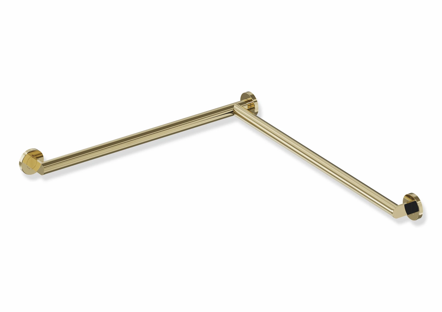 Dusch-, WannenhandlaufEdelstahl, PVD, waagerechte Längen 647 mm, 70 mm tief, Stangendurchmesser 32 mm, Ausführung rechts, in Farbe CK (Messing glänzend)